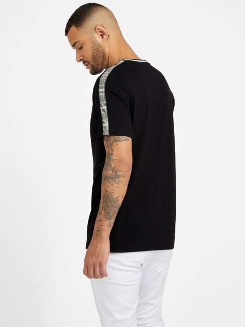 T-shirt à Col Ras Du Cou à Carreaux Manny Jet Black Guess