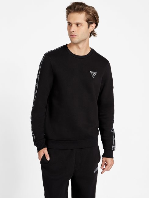 Pull Noir De Jais à Col Rond Et Logo Dover Guess