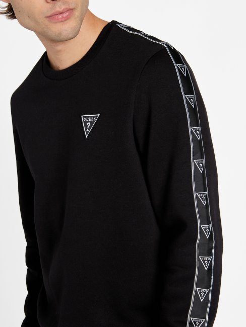 Pull Noir De Jais à Col Rond Et Logo Dover Guess