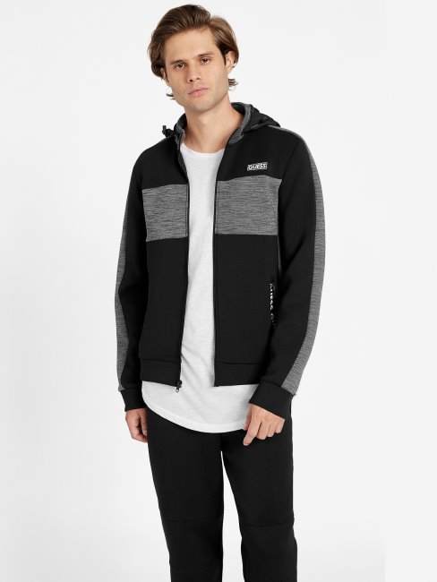 Guess Veste Zippée à Col Montant Benson Scuba Jet Black