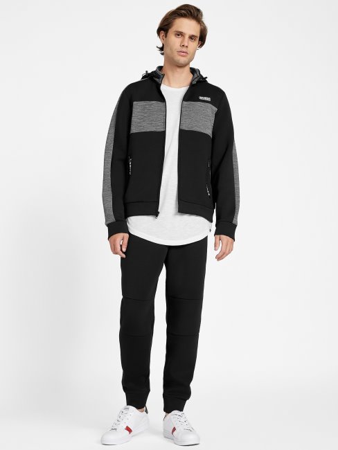 Guess Veste Zippée à Col Montant Benson Scuba Jet Black