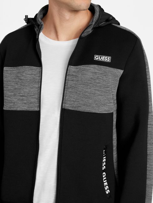 Guess Veste Zippée à Col Montant Benson Scuba Jet Black