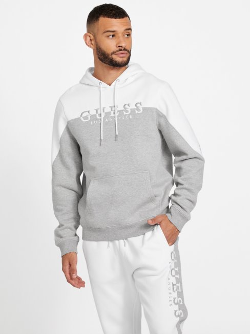 Sweat à Capuche Blanc Pur Avec Logo Guess Eco Marcus