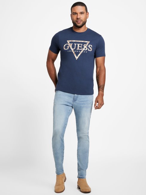 Eco Rinker Logo Tee Guess Soie Bleu