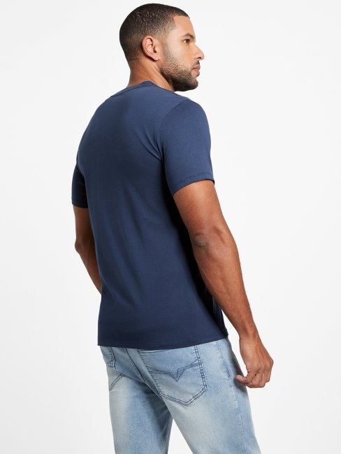 Eco Rinker Logo Tee Guess Soie Bleu