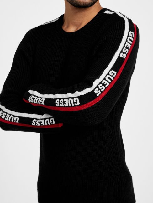 Guess Matias Ras Du Cou à Manches Longues Noir De Jais