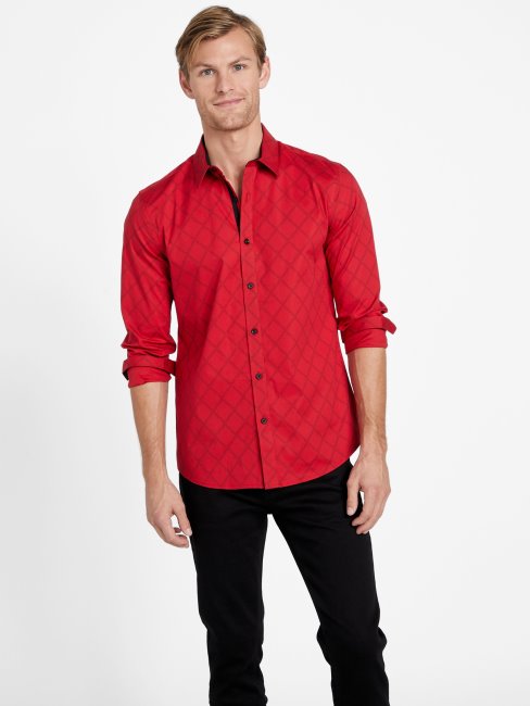 Chemise Varsity Rouge Géométrique Guess Lancel