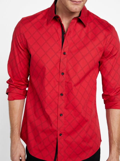 Chemise Varsity Rouge Géométrique Guess Lancel