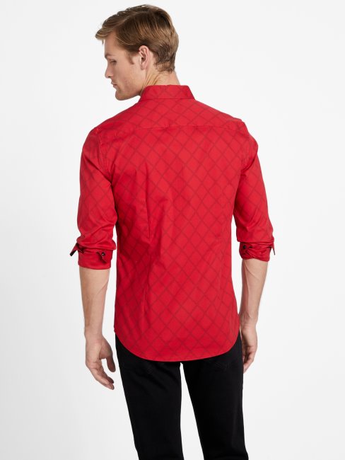 Chemise Varsity Rouge Géométrique Guess Lancel