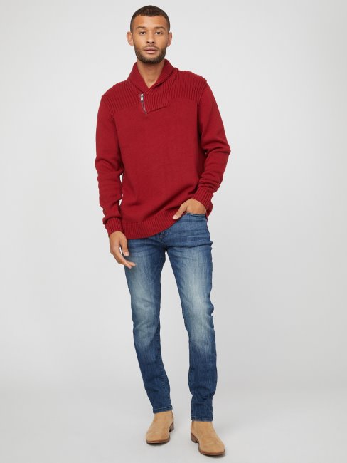 Pull Châle Caly Rouge Noir Guess