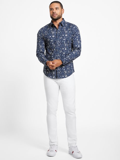 Chemise Guess Soie Bleu Astro Paisley