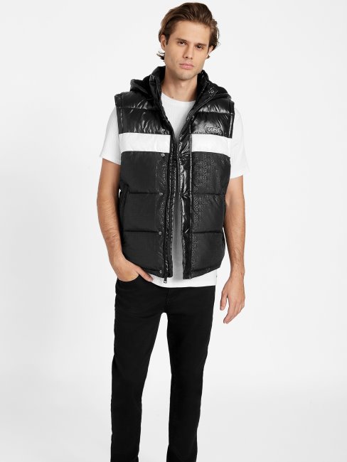 Guess Eco Yung Doudoune à Capuche Color-block Jet Black Multi