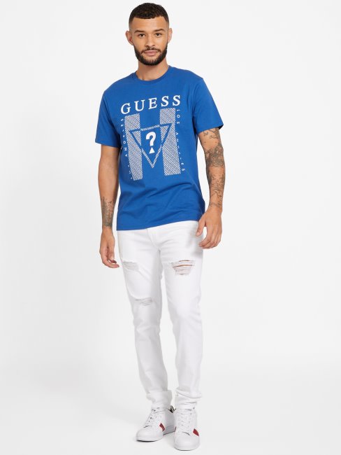 T-shirt Logo Kwes à Col Rond Bleu Maya Guess