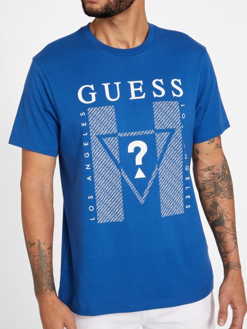 T-shirt Logo Kwes à Col Rond Bleu Maya Guess