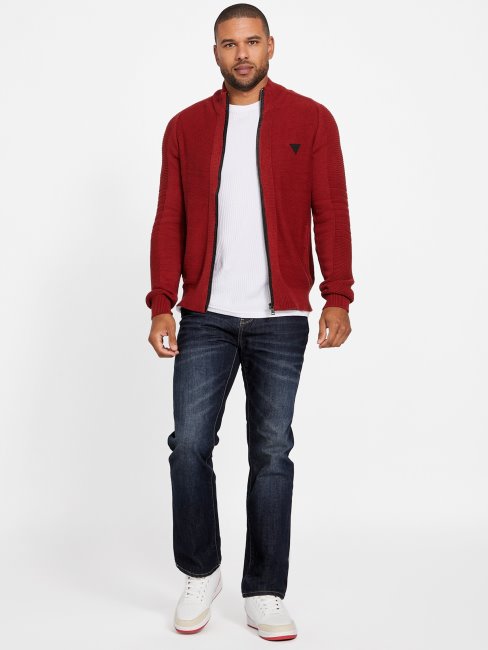 Guess Rouge Noir Pull Col Montant Chet