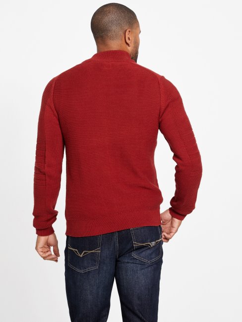 Guess Rouge Noir Pull Col Montant Chet