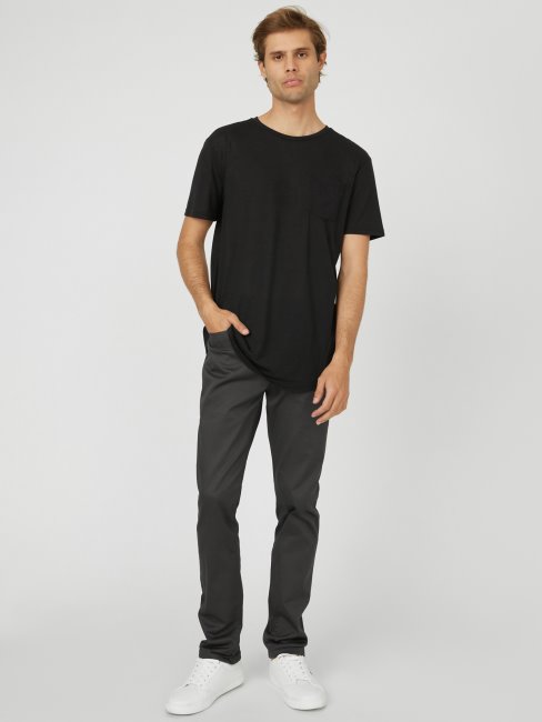 Pantalon En Satin Gris Brouillard Guess Ledger