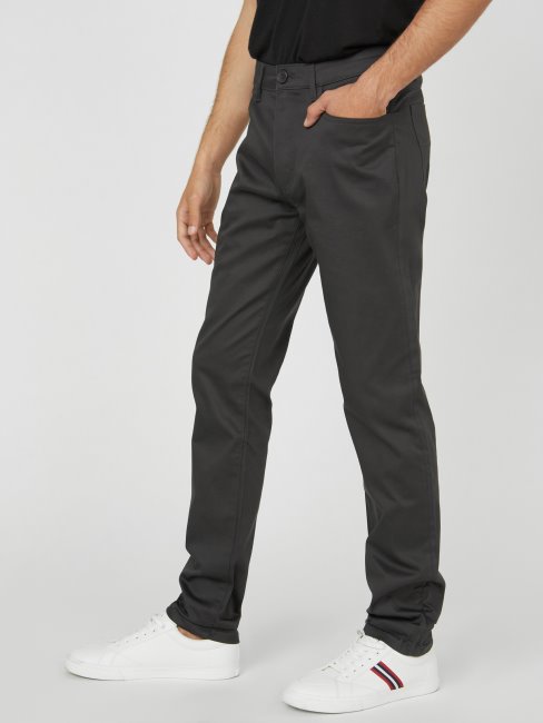 Pantalon En Satin Gris Brouillard Guess Ledger