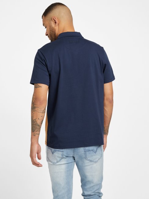 Polo Guess Marron Topaz Multi Eco Fort Zippé Color Block