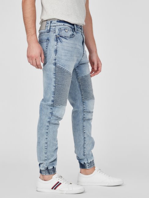 Guess Pantalon De Jogging Remi Moto Jean Délavé à L'acide