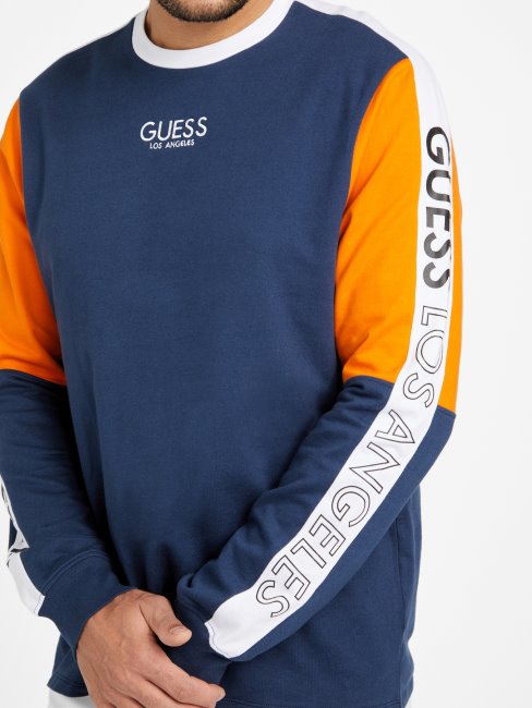Guess Eco Kane Sweat Color-block Soie Bleu Multi