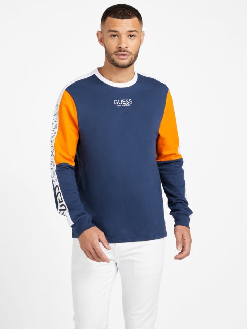 Guess Eco Kane Sweat Color-block Soie Bleu Multi