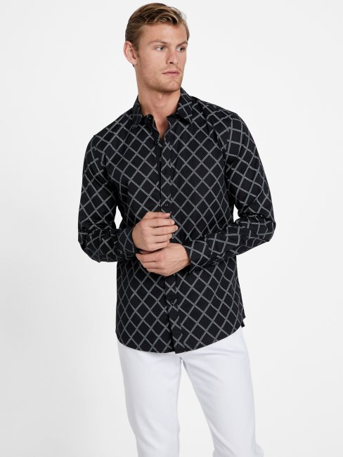 Chemise Guess Noir Jet Géométrique Lancel