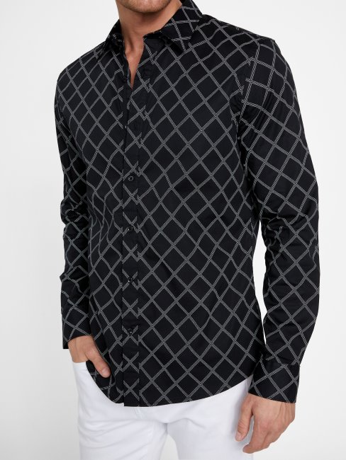 Chemise Guess Noir Jet Géométrique Lancel
