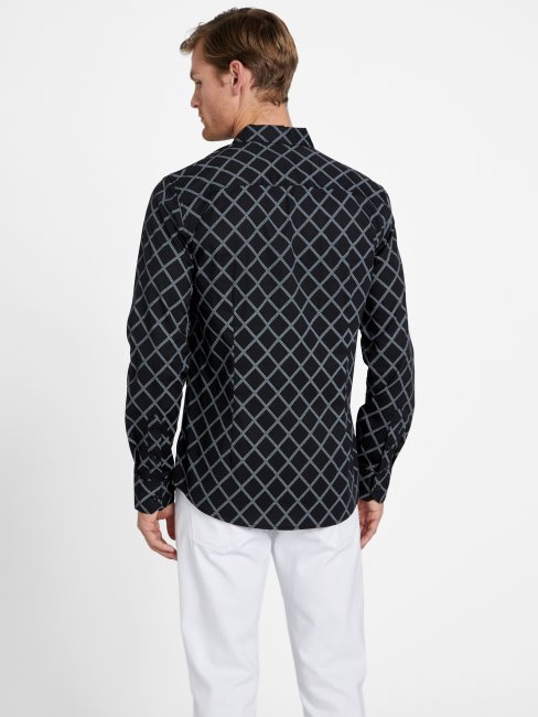 Chemise Guess Noir Jet Géométrique Lancel