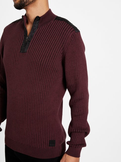 Guess Chandail Zippé à Col Montant Turquoise/multi Eco Khan