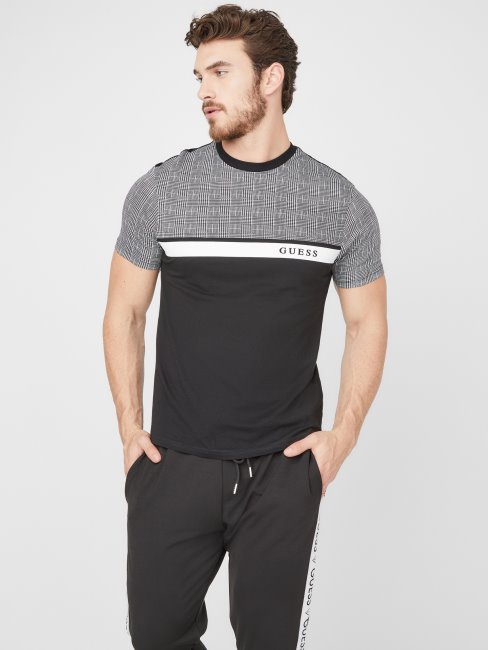Tee Shirt Guess Martyn Color-block Jet Black Multi