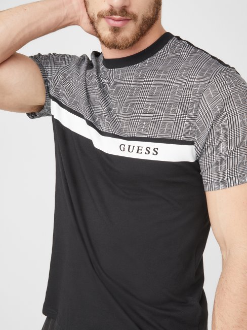 Tee Shirt Guess Martyn Color-block Jet Black Multi