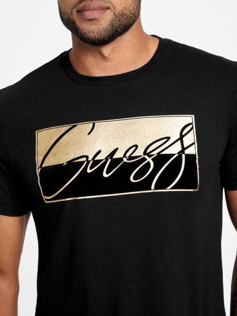 Tee Shirt Guess Niveaux Logo Noir Jet