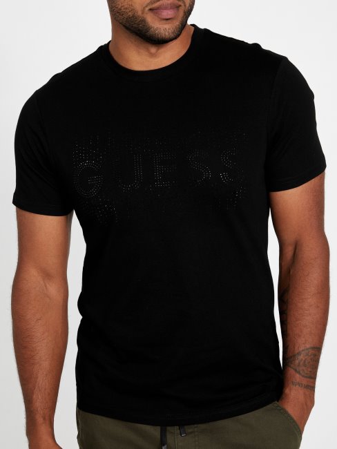 Tee Shirt Gobi Ras Du Cou à Logo Noir Jet Guess