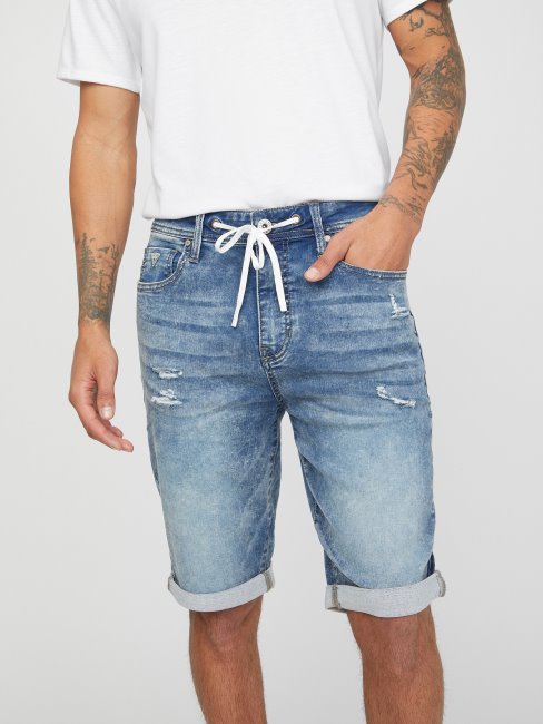Short En Denim à Cordon De Serrage Lannie Medium Destroy Guess