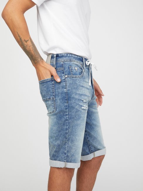 Short En Denim à Cordon De Serrage Lannie Medium Destroy Guess