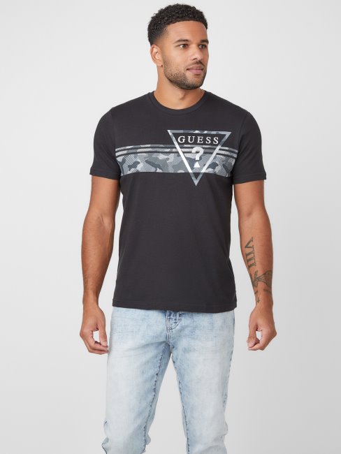 T-shirt Pekah à Logo Imprimé Camouflage Noir Jet Guess