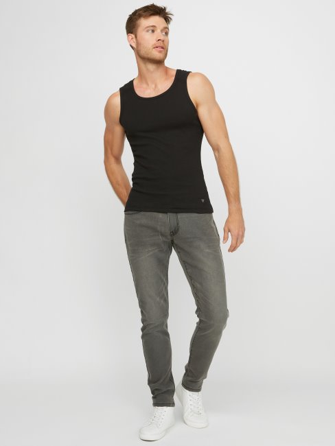 Guess Débardeur Bradford Côtelé Noir De Jais