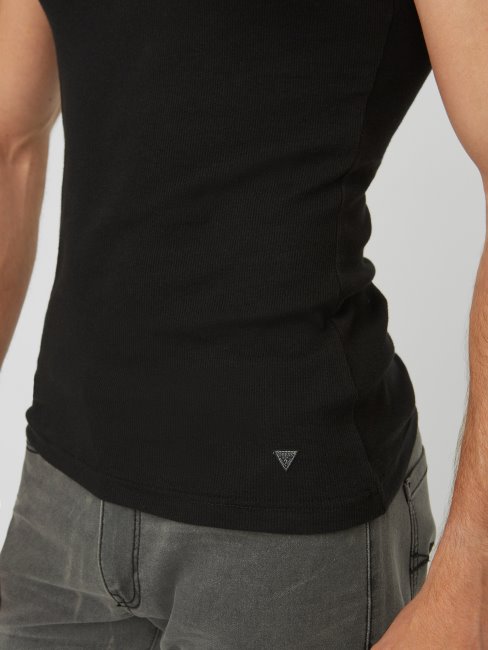 Guess Débardeur Bradford Côtelé Noir De Jais