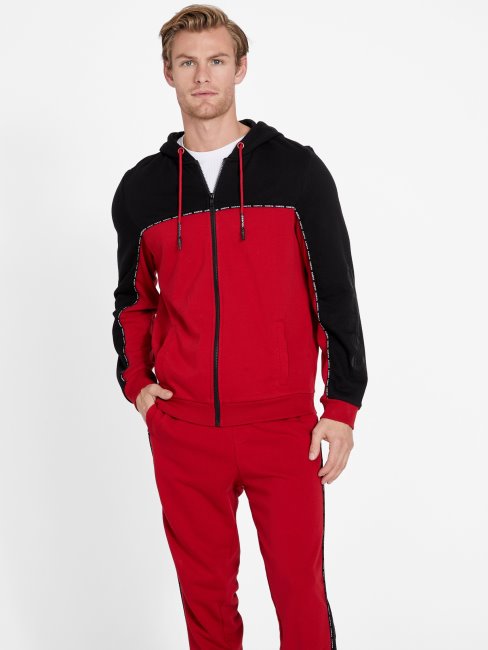 Sweat à Capuche Zippé Guess Eco Marcell Rouge Varsity
