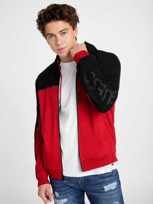 Sweat à Capuche Zippé Guess Eco Marcell Rouge Varsity