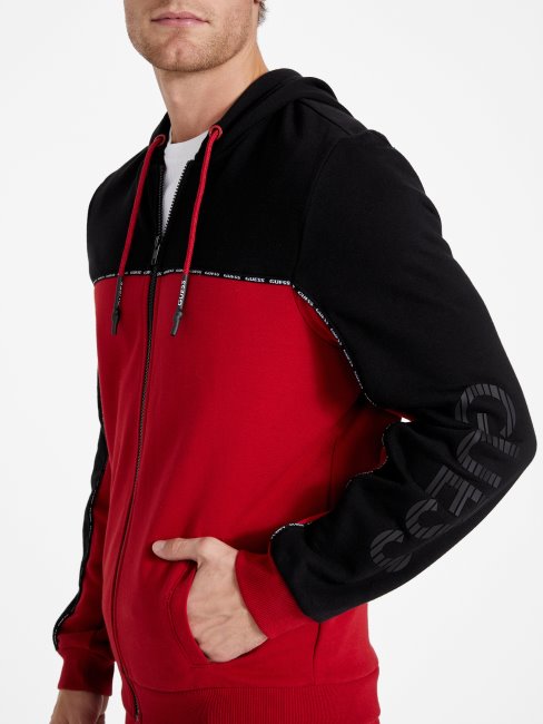 Sweat à Capuche Zippé Guess Eco Marcell Rouge Varsity