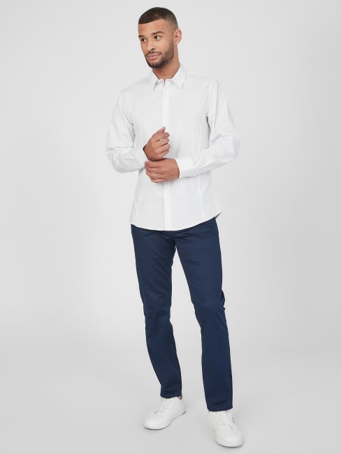 Guess Ledger Pantalon En Satin Encre Classique