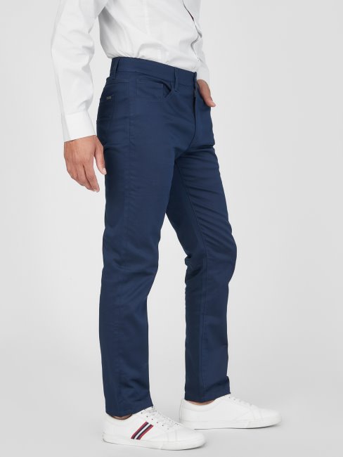 Guess Ledger Pantalon En Satin Encre Classique