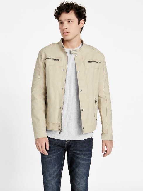 Veste De Moto Vintage En Faux Suède Preston Blanc Guess