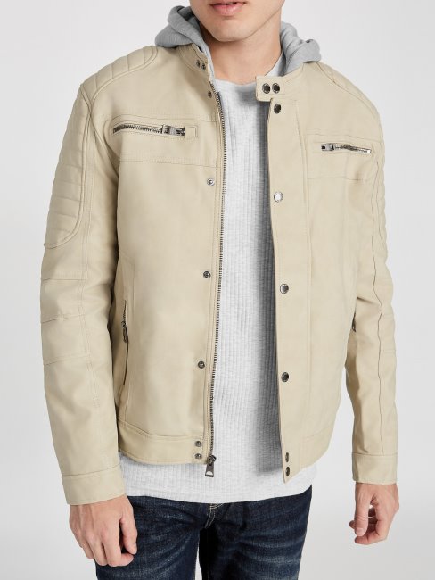 Veste De Moto Vintage En Faux Suède Preston Blanc Guess