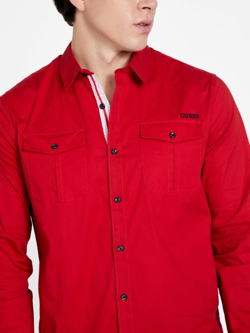 Tee Shirt Lingard Manches Longues Guess Rugby Rouge