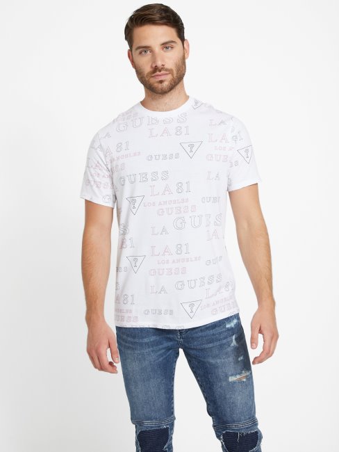 T-shirt à Logo Guess Devan Blanc Pur