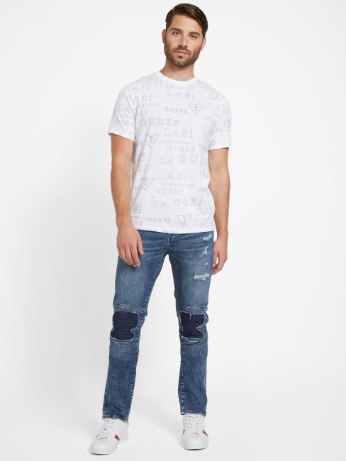 T-shirt à Logo Guess Devan Blanc Pur