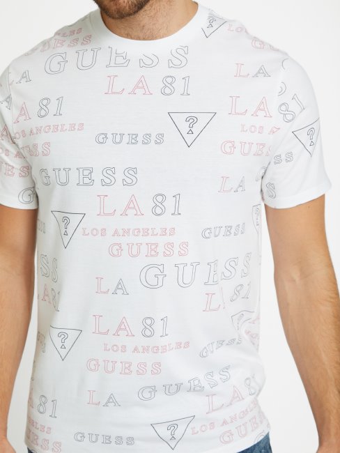 T-shirt à Logo Guess Devan Blanc Pur
